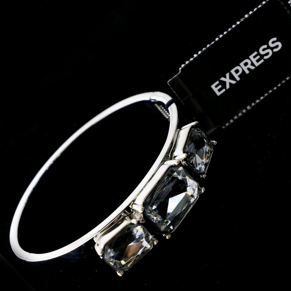 Express Cuff-Bracelet Silver-Tone/Crystal NWT - Picture 3 of 5